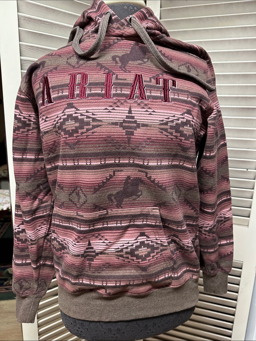 Ariat Women's Pink Aztec Pullover Hoodie Sweater